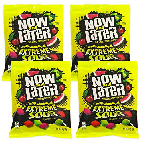 Now and Later Candy   4 Pack Extreme Sour Now and Later Bulk Soft Chew Candy  16 oz Total