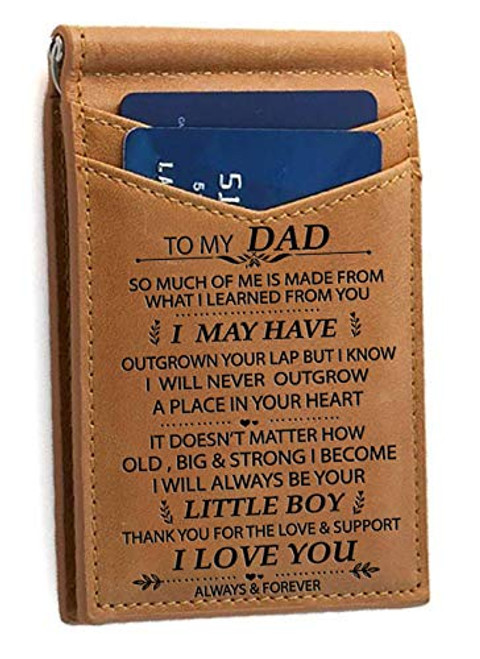 Memory Son to Dad Card Holder Bifold Wallet Gift for Dad Slim Wallet with Money Clip RFID Blocking Gift for Father s Day Brown Memory Son to Dad Card Holder Bifold Wallet Gift for Dad Slim Wallet with Money Clip RFID Blocking Gift for Father s Day Brown