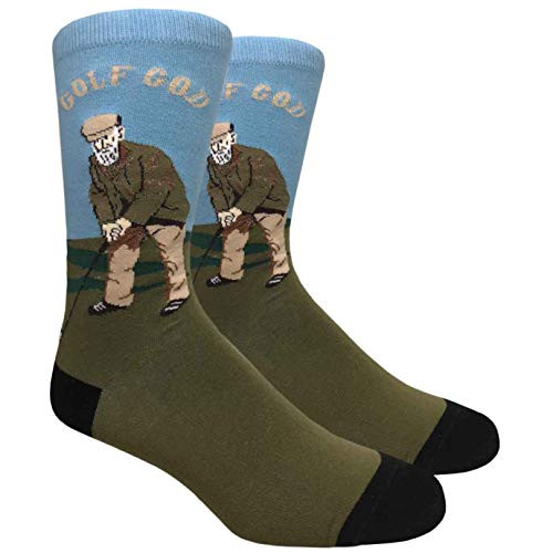 Novelty Socks for Men   Fun Colorful Dress Socks   Premium Cotton   Size 8 13  One Pair    Golf God Men s Socks