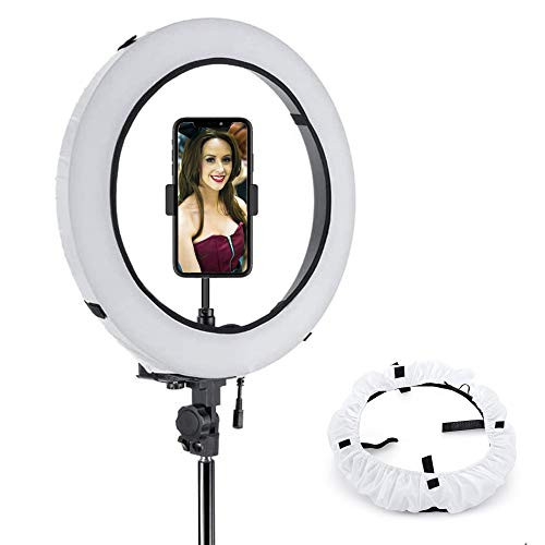 WENWELL 18 Inch Ring Light Softbox DiffuserFoldable Soft Photography Video Light Cover SockFluorescent Flash Light Collapsible Case Protector with Elastic Bands