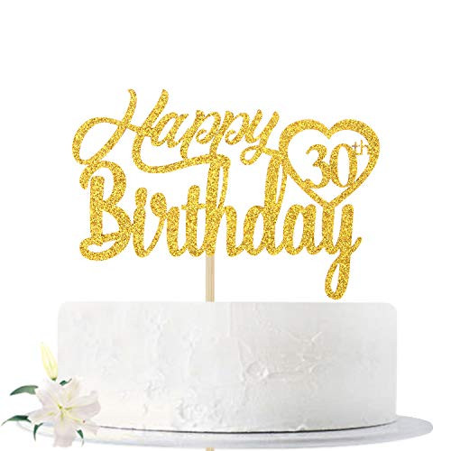 Gold Glitter Happy 30th Birthday Cake Topper Hello 30 Cheers to 30 Years Old 30 Years Old Party Supplies Decoration