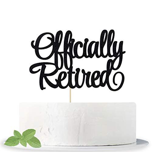 Black Glitter Officially Retired Cake Topper Happy Retirement Cake Decorations Retirement Party Supplies decor