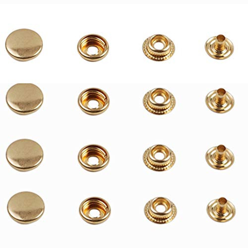 80 Pcs Snap Fasteners Set Marine Grade Copper Buttons Snap Stud Cap Socket Set 15 mm in Diameter  Golden 20 sets