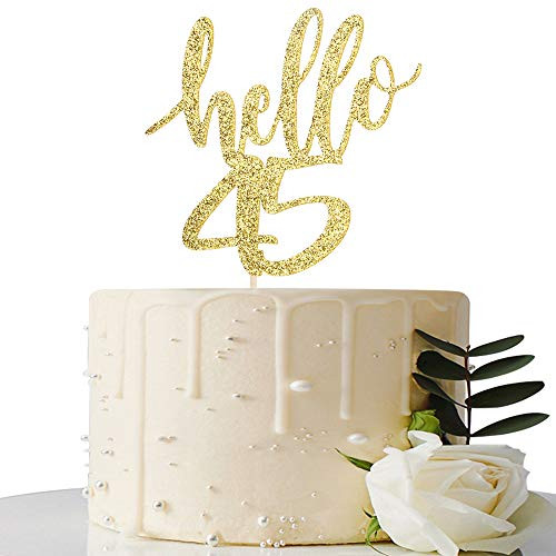 Hello 45 Cake Topper 45th Birthday 45th Anniversary Party Cake Decoration 45th Birthday 45th Anniversary Party Decorations Supplies Gold Hello 45 Hello 45 Cake Topper 45th Birthday 45th Anniversary Party Cake Decoration 45th Birthday 45th Anniversary Party Decorations Supplies Gold Hello 45