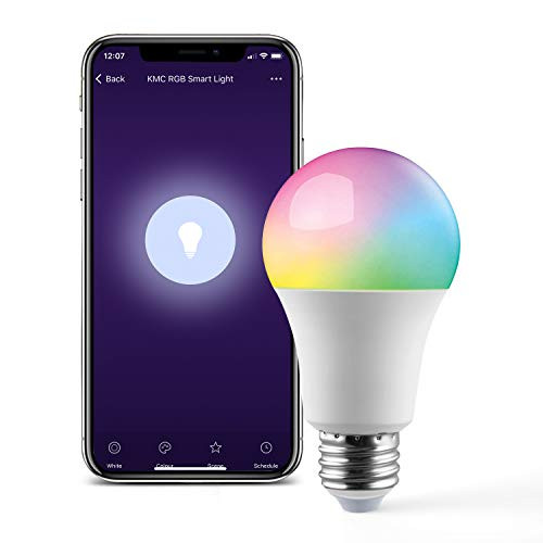 KMC Smart LED Light Bulb, RGB Multicolor, Dimmable, No Hub Required, Compatible with Alexa, Google Assistant and IFTTT, A19 E26 7.5W Equivalent 60W KMC Smart LED Light Bulb, RGB Multicolor, Dimmable, No Hub Required, Compatible with Alexa, Google Assistant and IFTTT, A19 E26 7.5W Equivalent 60W