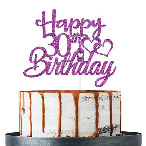 Purple Glitter 30th Birthday Cake Topper 30th Birthday Decoration Supplies Thirty Years Old Cake Topper