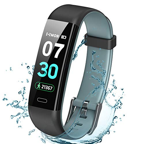 K berho Fitness Tracker Activity Tracker with Heart Rate Monitor?Step Counter Watch Sleep Monitor Tracker?Pedometer Watch?Calorie Counter Watch Waterproof?Smart Watch for iOS and Android  black gray