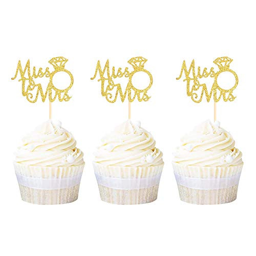 Ercadio 24 Pack Gold Miss to Mrs Cupcake Toppers Ring Cupcake Picks Decorations for Bridal Shower Wedding Engagement Anniversary Party Ercadio 24 Pack Gold Miss to Mrs Cupcake Toppers Ring Cupcake Picks Decorations for Bridal Shower Wedding Engagement Anniversary Party