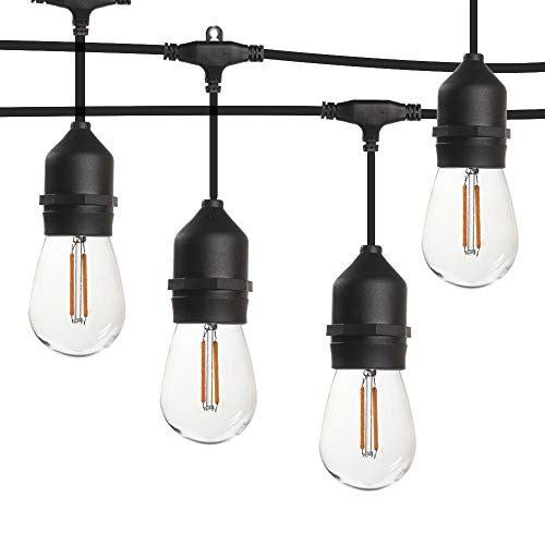 Baxstel 48Ft Outdoor String Lights with 16 Hanging Sockets   S14 Edison Bulbs UL Listed Heavy Duty Commercial Grade Connectable Weatherproof for Patio Deck Backyard Garden Porch Cafe Wedding Party