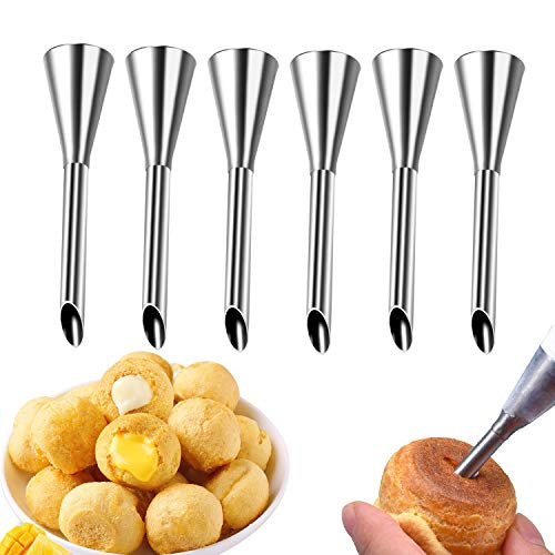 6 PACK Cream Icing Piping Nozzle Tip Stainless Steel Long Puff Nozzle Tip Decorating Tool