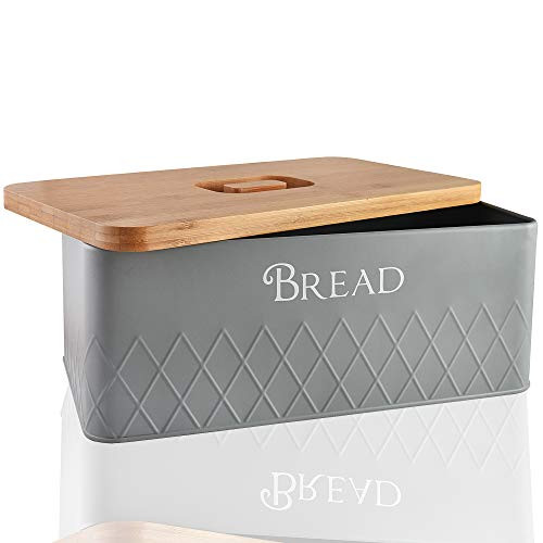 Baking   Beyond Bread Box with Bamboo Cutting Board Lid   Space Saving Bread Box for Kitchen Countertop Bread Storage Container Holder   Fresh Loaves Chips Cookies   Snacks   Large Bread Keeper Bin