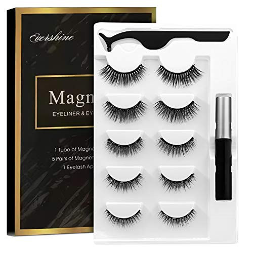Magnetic Eyelashes Kit With Magnetic Eyeliner 3D Magnetic Eyelashes Magnetic Lashliner For Use with Magnetic False Lashes Natural Look No Glue Needed  5 Pairs
