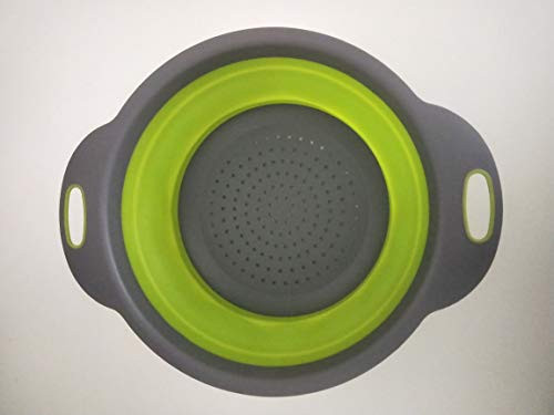 Colander collapsible Colander Strainer Over The Sink Vegetable Fruit Colanders Strainers Kitchen Mesh Strainers With Extendable Handles Folding Strainer for Kitchen  Green