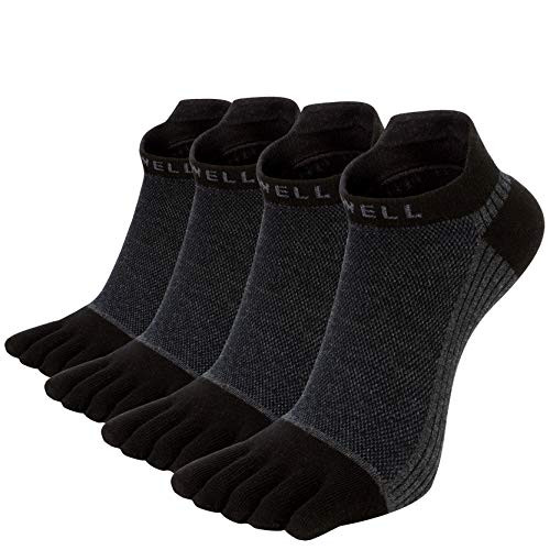 VWELL Cotton Toe Socks Five Finger Socks No Show Crew Athletic Running Socks 4 PairsSize 7 11