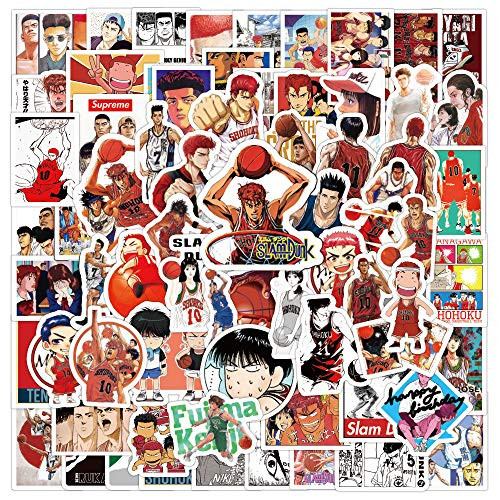 100 Pcs Funny Anime Waterproof Stickers for SlamdunkCool Aesthetic Decals Stickers Pack for Boys Girls Teens Films Fans Trendy Vinyl Stickers for Laptop Computer MacBook Waterbottle Desk Guitar