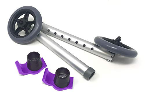 Universal 5  Walker Wheel Kit with Heavy Duty Ski Glides  Purple