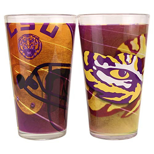 NCAA Shadow  16 oz 2 Tone Pint Glass Set  Louisiana State Tigers