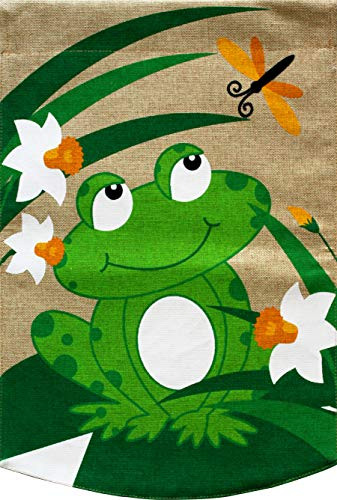 Briarwood Lane Happy Frog Burlap Summer Garden Flag 12.5" x 18"