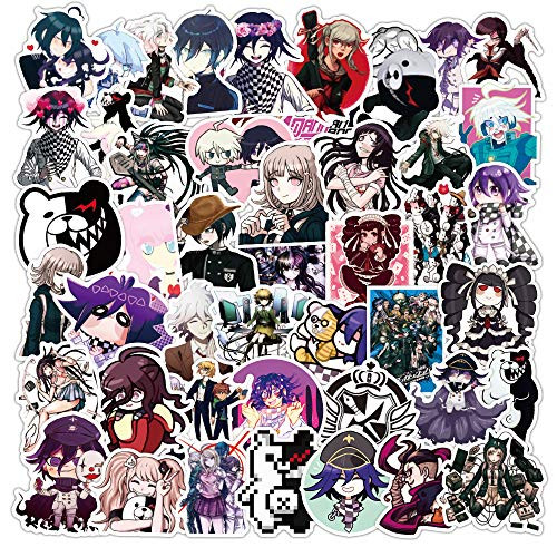 Funny Non Duplicate Vinyl Game Stickers for Danganronpa 50 Pcs Laptop Stickers for Kids Boys Girls Adults Teens Waterproof Decals Stickers Pack for Waterbottle MacBook Flasks Phone Car Ps4 Bike