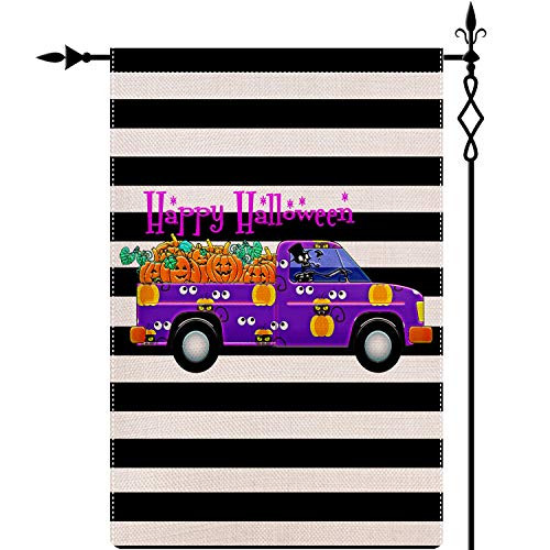 Happy Halloween Garden Flag 125 x 18 Inch Pumpkin Ghosts Garden Flag Decorative House Yard Double Sided Flag for Halloween Decoration