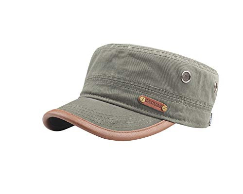 CACUSS Cotton Classic Army Hat Adjustable Mens Caps Military Hat Comfy Cadet Hat Vintage Flat Top Cap Baseball Cap Army