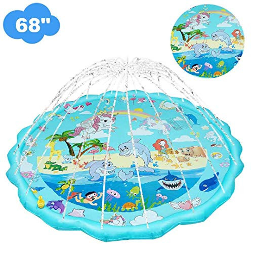 RLGPBON Sprinkler for Kids Splash Pad and Wading Pool Childrens Sprinkler Pool 68 Inflatable Water Toys Outdoor Swimming Pool for Babies and Toddlers
