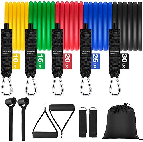 RILATLL Resistance Bands Set Home Workouts Exercise Bands with Handles Waterproof Carry Bag Door Anchor   Ankle Straps for Resistance Training Physical Therapy Yoga Home Workouts  A 100LBS