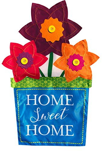 Briarwood Lane Flower Pot Applique Spring Garden Flag Home Sweet Home Floral 12.5" x 18"