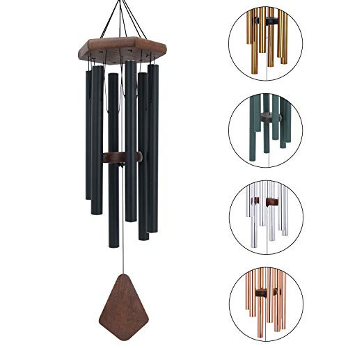 ASTARIN Memorial Wind Chimes Outdoor Large Deep Tone 30 Inch Wind Chime Outdoor Sympathy Wind Chime Personalized with 6 Tuned Tubes Elegant Chime for Garden Patio Balcony and Home Matte Black