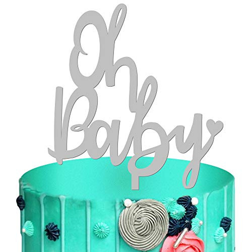 RAKRISA Oh Baby Cake Topper Baby Shower Party Decoration 1Pc Elegant Durable Silver Theme Gender Reveal Cake Centerpiece Perfect Cake Topper for Gender Reveal Baby Shower Party Supplies Decorations CT 39 D1 RAKRISA Oh Baby Cake Topper Baby Shower Party Decoration 1Pc Elegant Durable Silver Theme Gender Reveal Cake Centerpiece Perfect Cake Topper for Gender Reveal Baby Shower Party Supplies Decorations CT 39 D1