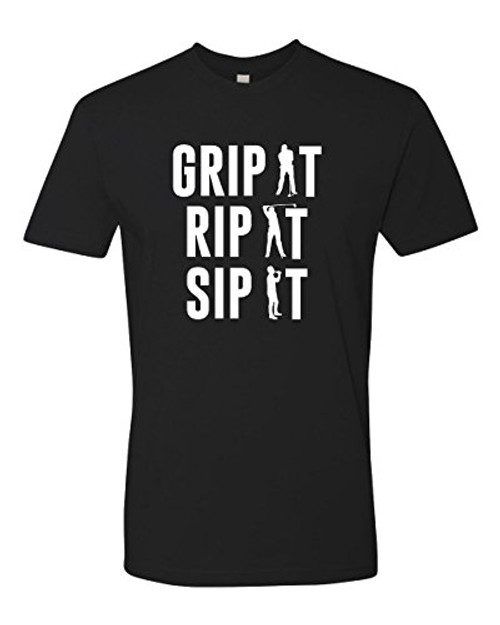 Panoware Men s Funny Golf Gift T Shirt   Grip It Rip It Sip It Black Medium