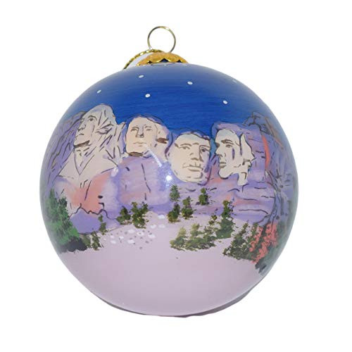 Art Studio Company Hand Painted Glass Christmas Ornament Mount Rushmore at Night Art Studio Company Hand Painted Glass Christmas Ornament Mount Rushmore at Night