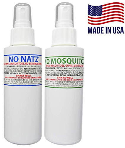 No Natz   NO MOSQUITOZ   Gnat Mosquito and Biting Flies Repellant  4oz   2pk    Effective Personal Botanical Bug Spray   Hand Crafted DEET Free Hypoallergenic   Non Greasy Formula