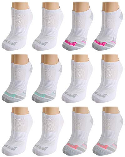 Avia Women s Pro Tech Performance No Show Athletic Socks  12 Pack  White Shoe Size  4   10
