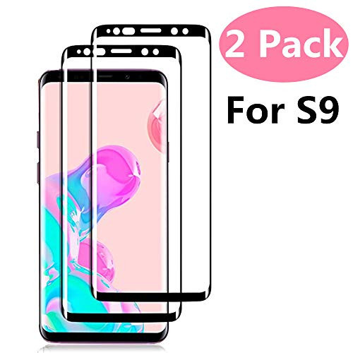 2 Pack  Screen Protector for Samsung Galaxy S9  Black HD Clear  Full Screen Coverage   Bubble Free   Case Friendly  Tempered Glass Screen Protector Compatible with Galaxy S9