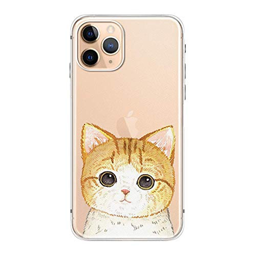 FancyCase Compatible with iPhone 11 Pro Clear Max New Animal Style Soft Silicone Protective Clear iPhone 11 Pro Max Case  Orange Kitten