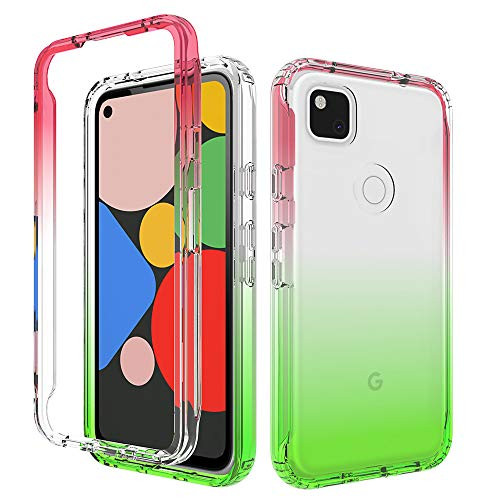 Google Pixel 4a Case  NOT for Google Pixel 4  Onyxii Full Body Rugged Ultra Transparency Hybrid Protective Case with Built in Screen Protector for Google Pixel 4a  Red Green
