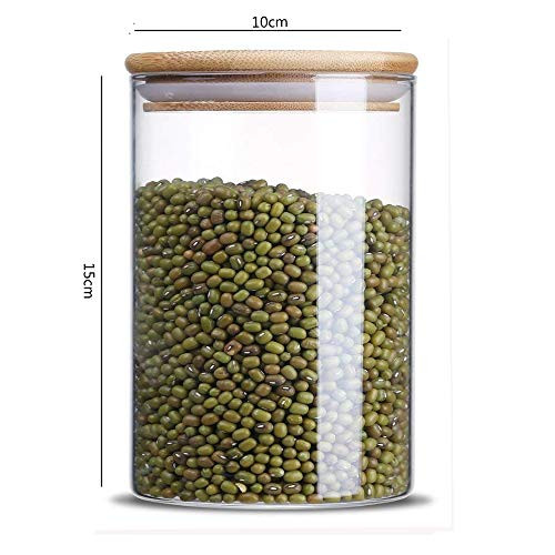 DecentGadget Glass Jar Storage Canisters Tea Containers Airtight Bamboo Sealing Lid (40-Ounce)