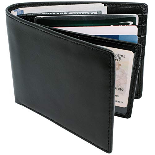 STAY FINE Bifold Wallets For Men RFID Blocking with ID Window   Mens Leather Wallet   Genuine Leather   Extra Capacity Mens Wallet  Black