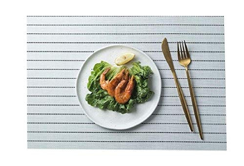 HONRICH Placemats for Dining Table Placemats Set of 6 Washable Place Mats for Kitchen Table Heat Resistant Table Mats Non Slip PVC Placemat White Stripe HONRICH Placemats for Dining Table Placemats Set of 6 Washable Place Mats for Kitchen Table Heat Resistant Table Mats Non Slip PVC Placemat White Stripe