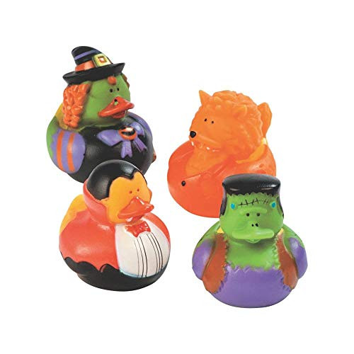 Fun Express - Halloween Costume Duckies for Halloween - Toys - Character Toys - Rubber Duckies - Halloween - 12 Pieces