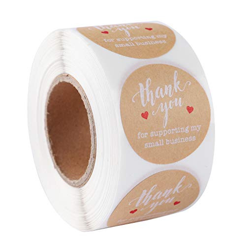 15 Round Kraft Thank You for Supporting My Small Business Stickers Custom Stickers  500 Labels Per Roll