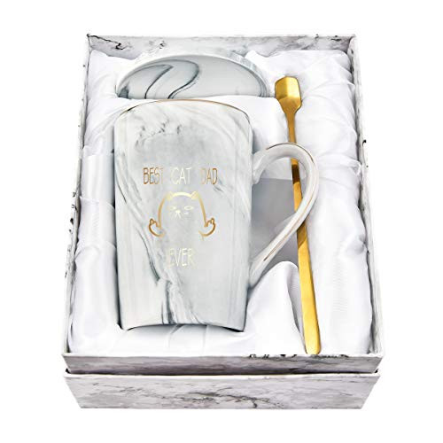 Best Cat Dad Ever Coffee Mug Fathers Day Coffee Mug for Dad from Daughter Son Father Coffee Cup for Cat Lovers Novelty Funny Dad Coffee Mug 14Oz Gray with Box Packing Spoon Coaster Best Cat Dad Ever Coffee Mug Fathers Day Coffee Mug for Dad from Daughter Son Father Coffee Cup for Cat Lovers Novelty Funny Dad Coffee Mug 14Oz Gray with Box Packing Spoon Coaster