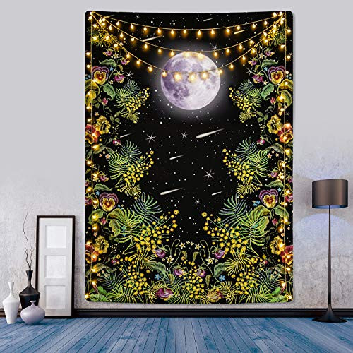 Moonlit Garden Tapestry Moon Tapestry Floral Vines Tapestry Moon and Star Tapestries Black Background Flower Tapestry Wall Hanging for Room 591 x 827 inches Moonlit Garden Tapestry Moon Tapestry Floral Vines Tapestry Moon and Star Tapestries Black Background Flower Tapestry Wall Hanging for Room 591 x 827 inches