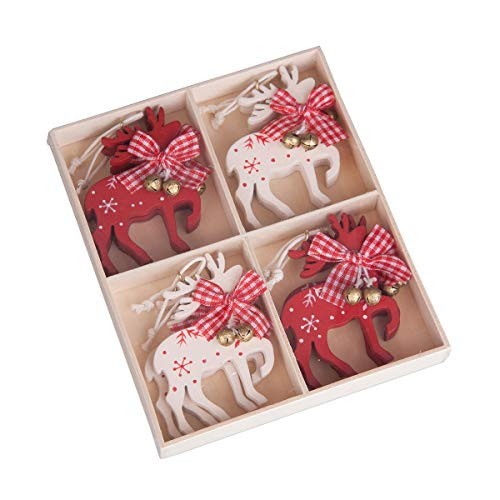 CF Home Reindeer Rosy Red 6 x 5 Wood Christmas Hanging Figurine Ornaments Set of 8 CF Home Reindeer Rosy Red 6 x 5 Wood Christmas Hanging Figurine Ornaments Set of 8