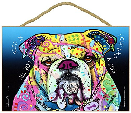 SJT ENTERPRISES INC Bulldog All You Need is Love and a Dog 7 x 105 Wood Plaque Sign Featuring The Artwork of Dean Russo SJT78221 SJT ENTERPRISES INC Bulldog All You Need is Love and a Dog 7 x 105 Wood Plaque Sign Featuring The Artwork of Dean Russo SJT78221