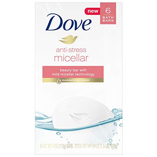Dove Beauty Bar for Sensitive Skin Micellar AntiStress More Moisturizing Than Bar Soap 375 oz 6 Bars