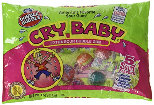 Dubble Bubble Bubble Gum Cry Baby Extra Sour Candy 4 Ounce Bag