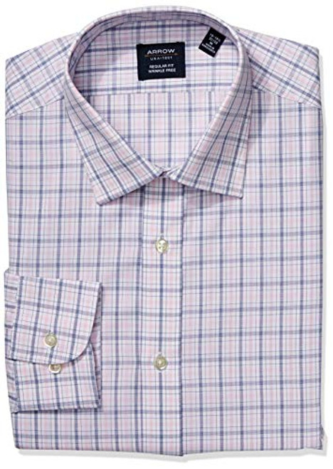 Arrow 1851 Mens Dress Shirt Regular Fit Check Orchid 17175 Neck 3435 Sleeve XLarge