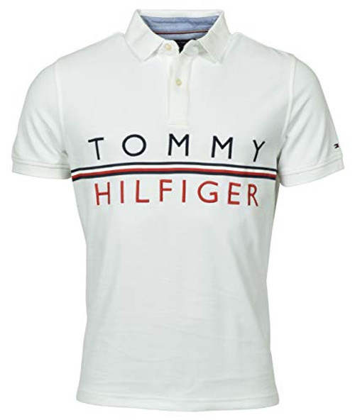 Tommy Hilfiger Mens Regular Fit Logo Polo Shirt  L  White